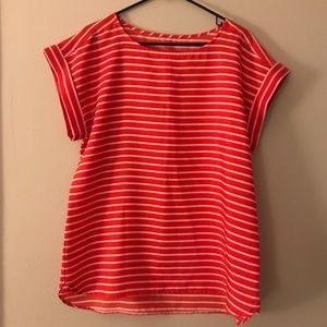 3/$35 Bright Orange Loft Striped Blouse